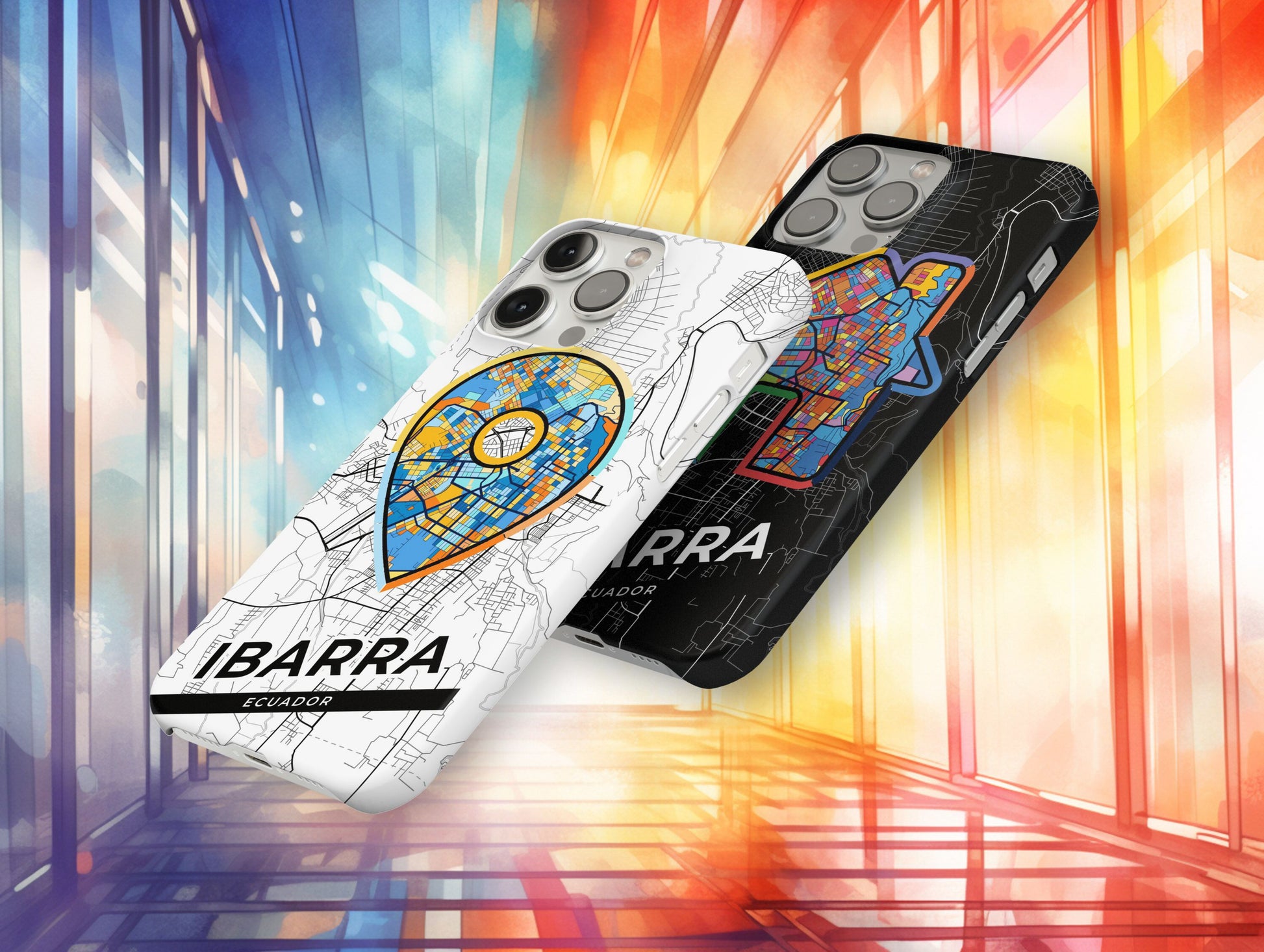 Ibarra Ecuador slim phone case with colorful icon. Birthday, wedding or housewarming gift. Couple match cases.