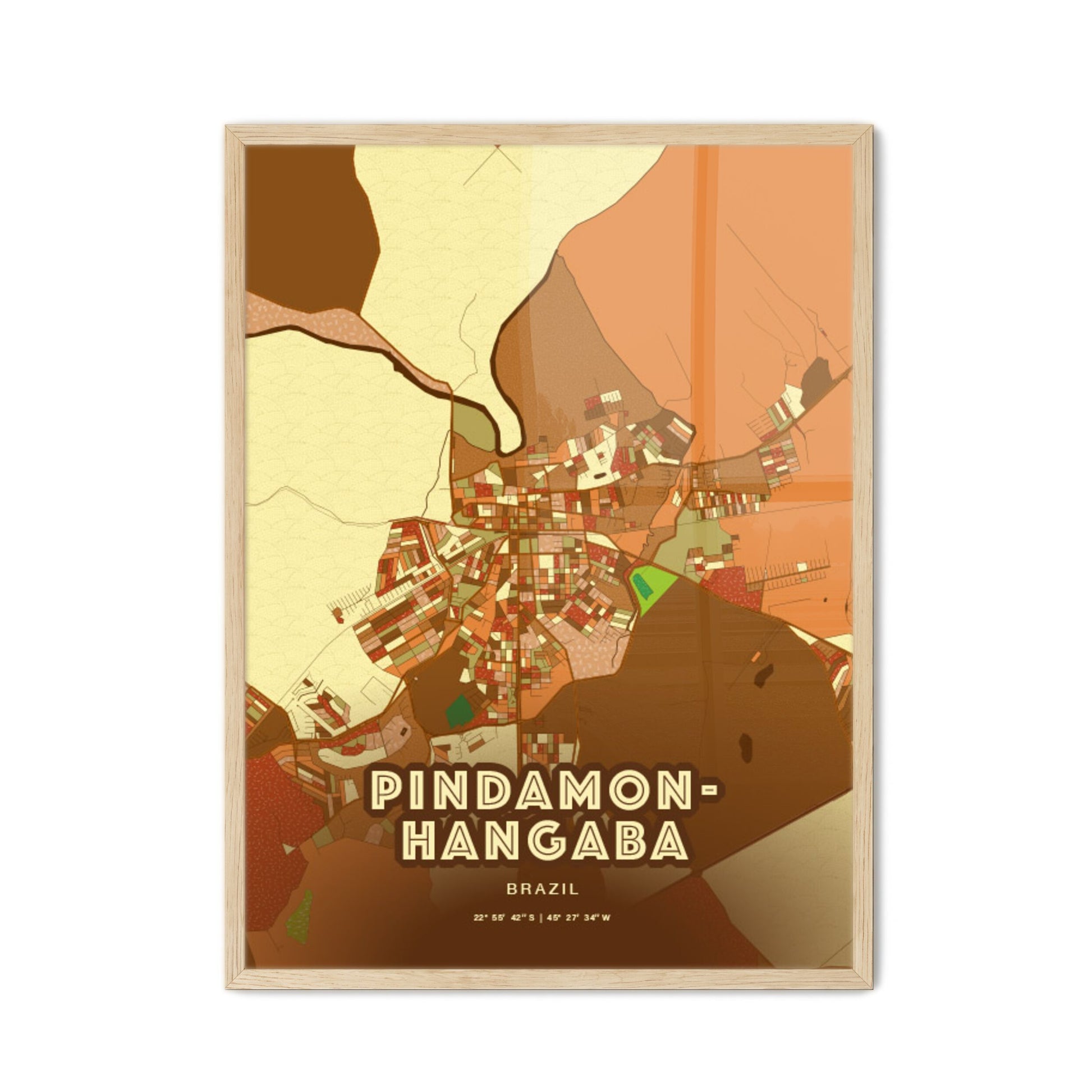 Colorful PINDAMONHANGABA BRAZIL Fine Art Map Farmhouse