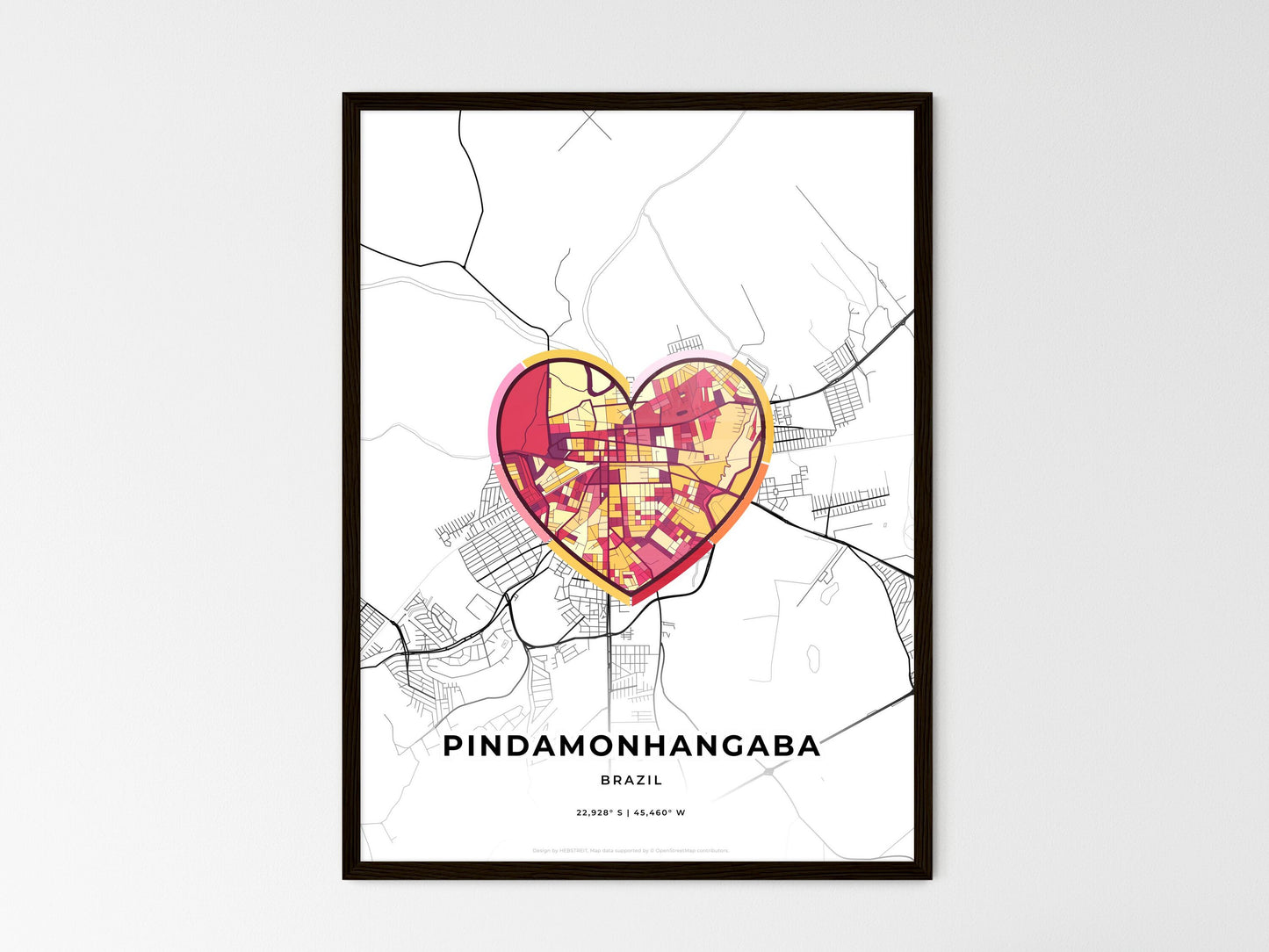 Pindamonhangaba Brazil wedding art map with heart icon