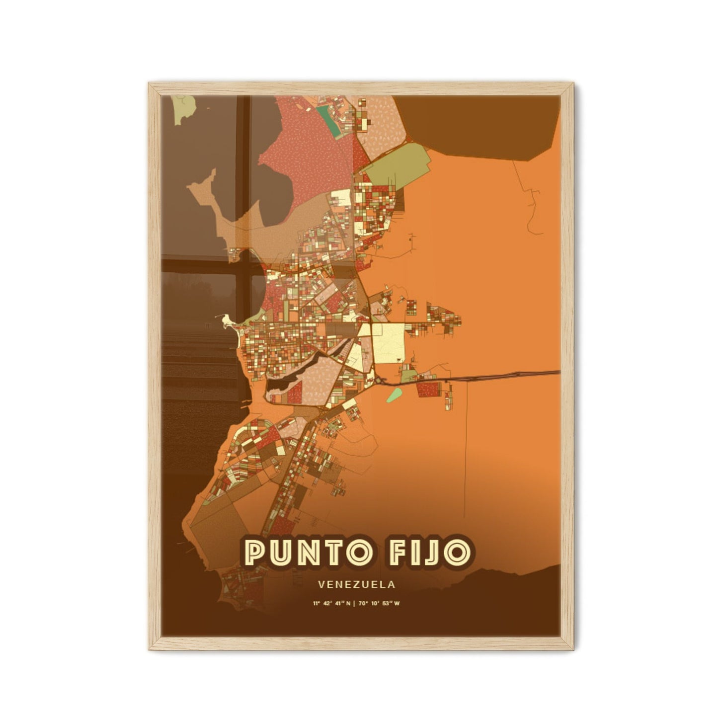 Colorful PUNTO FIJO VENEZUELA Fine Art Map Farmhouse