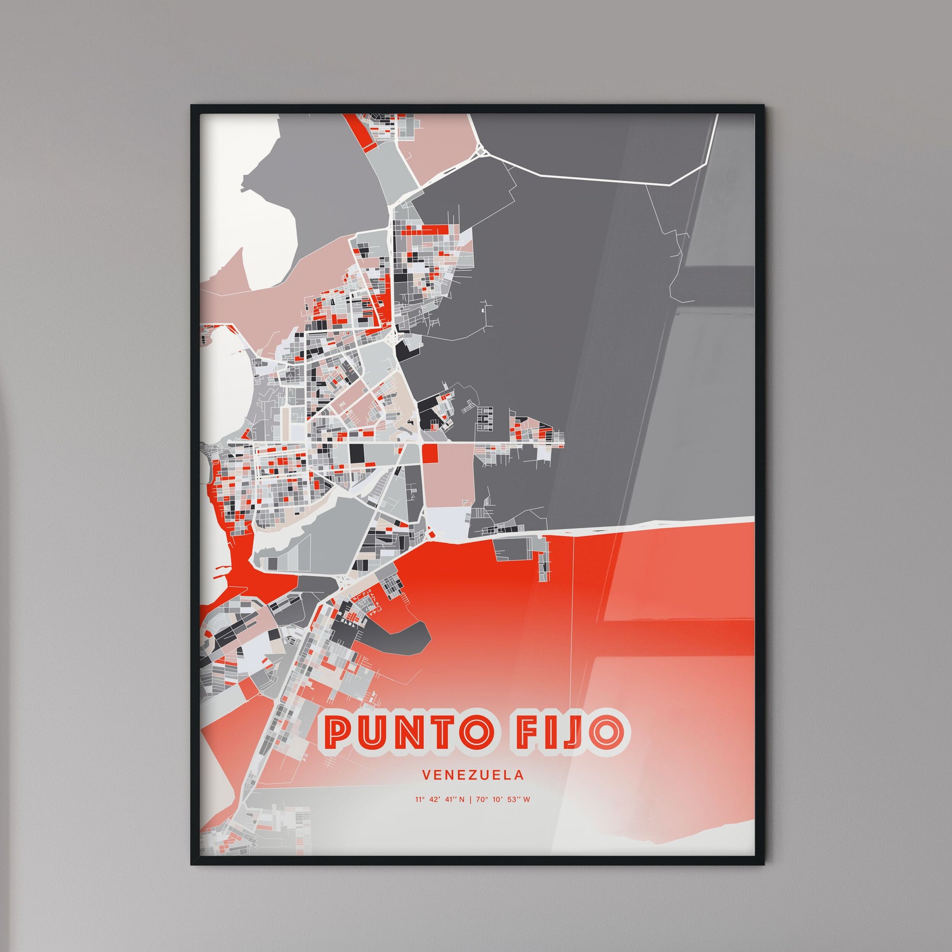 Colorful PUNTO FIJO VENEZUELA Fine Art Map Modern