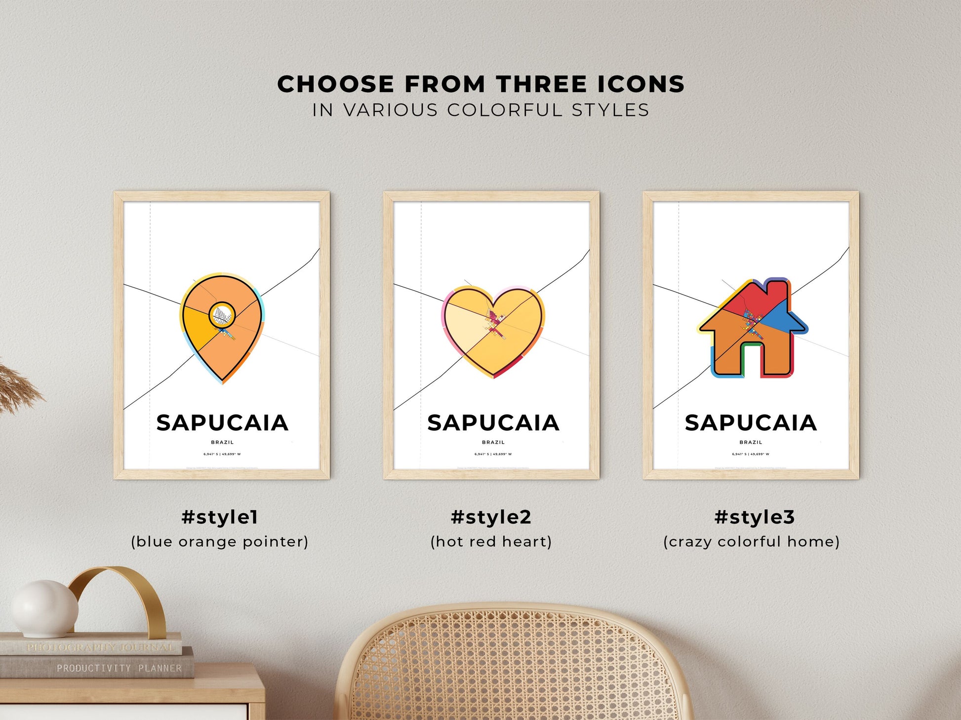 Sapucaia Brazil maps with colorful icons