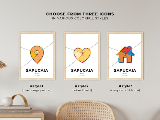 Sapucaia Brazil maps with colorful icons