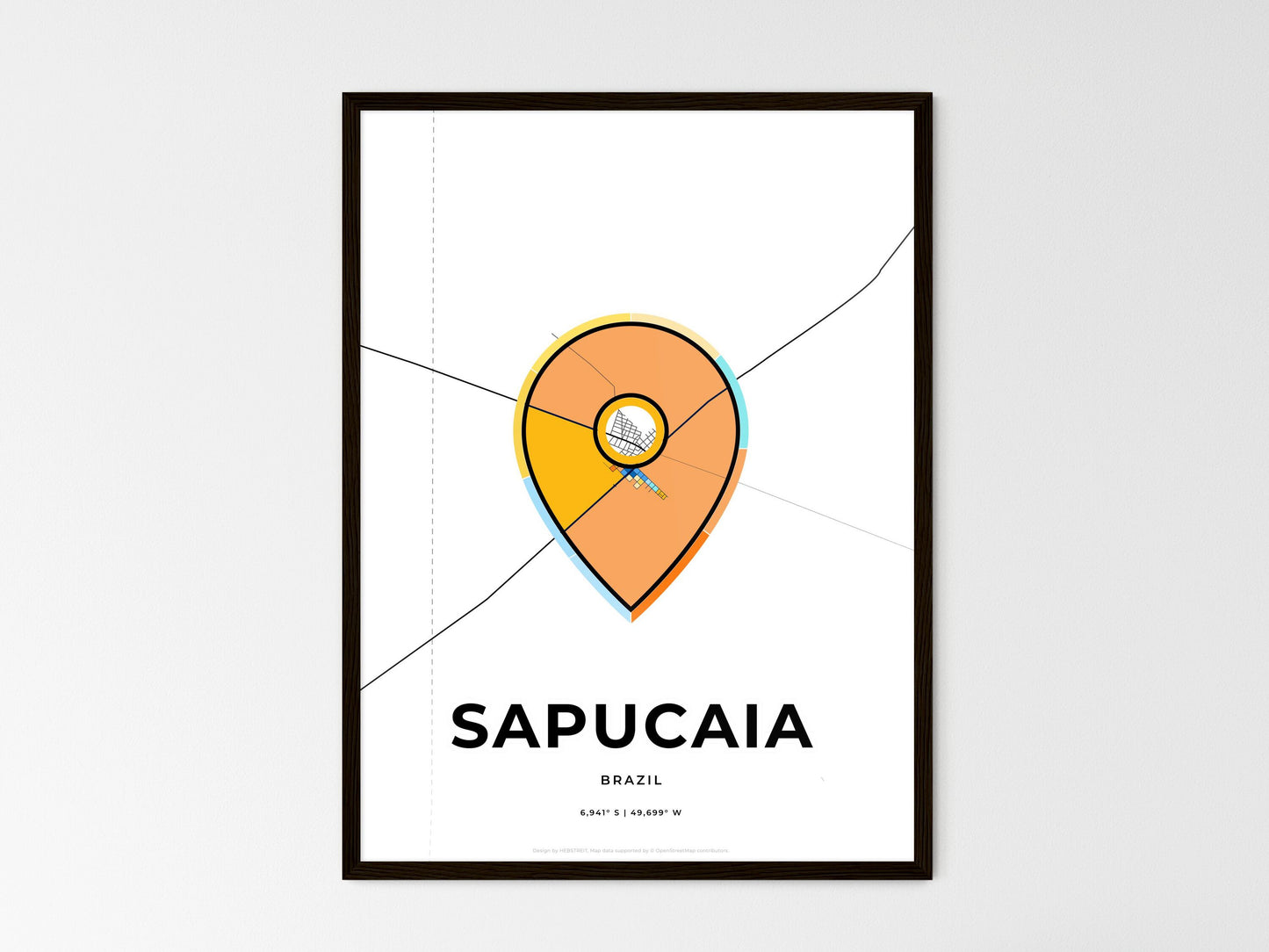 Sapucaia Brazil wedding art map with pointer icon