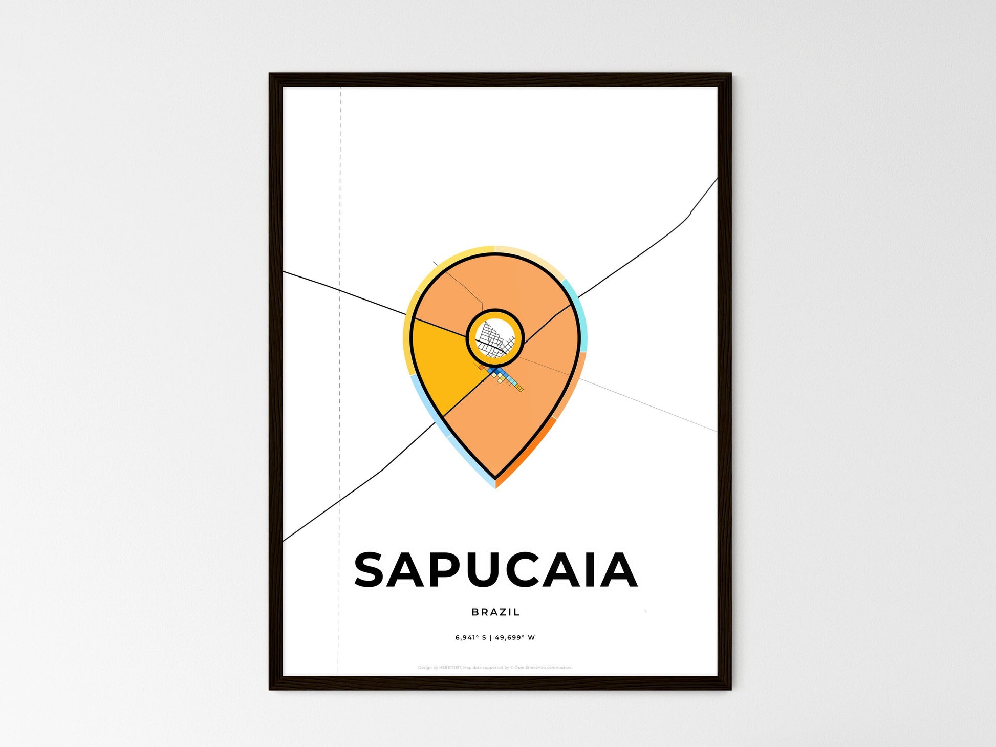 Sapucaia Brazil wedding art map with pointer icon