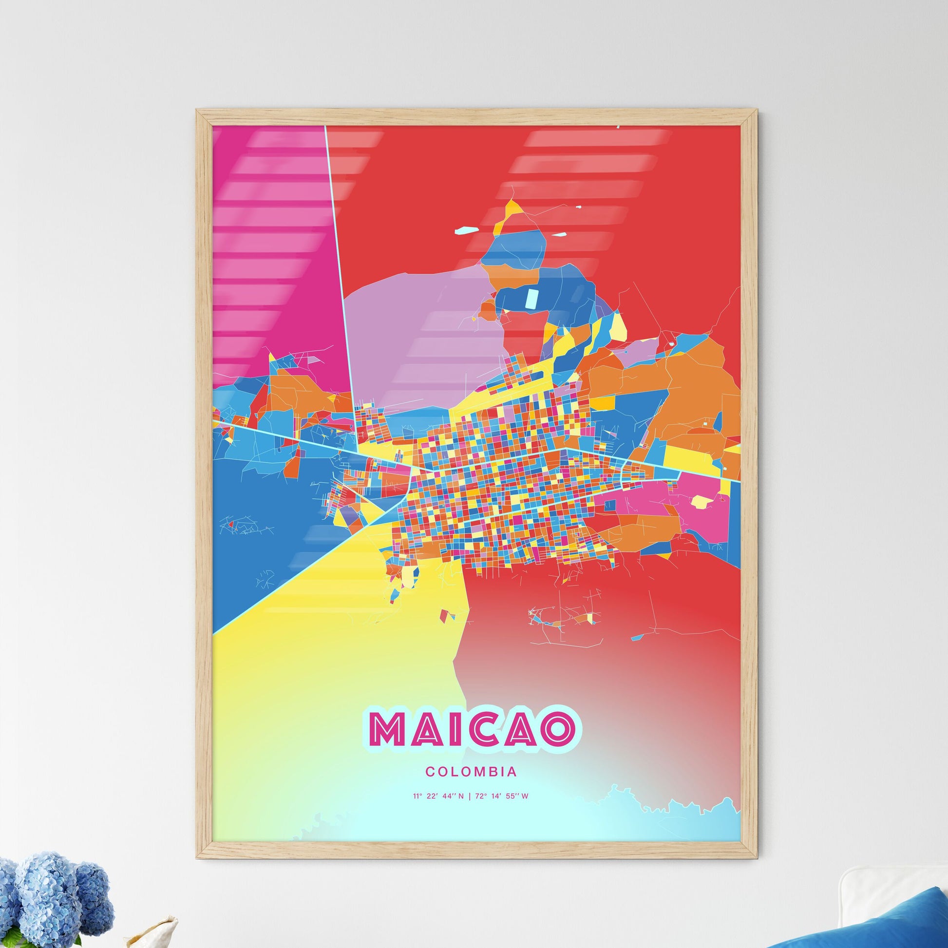 Colorful MAICAO COLOMBIA Fine Art Map Crazy Colors