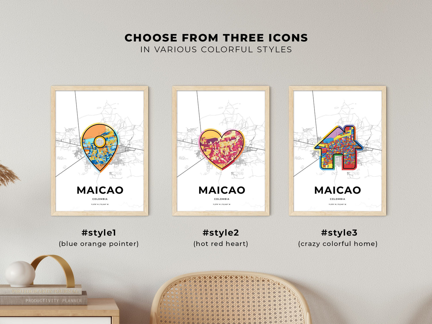 Maicao Colombia maps with colorful icons