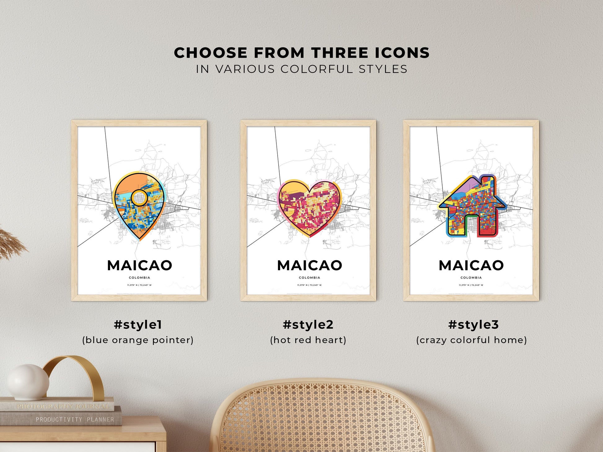 Maicao Colombia maps with colorful icons