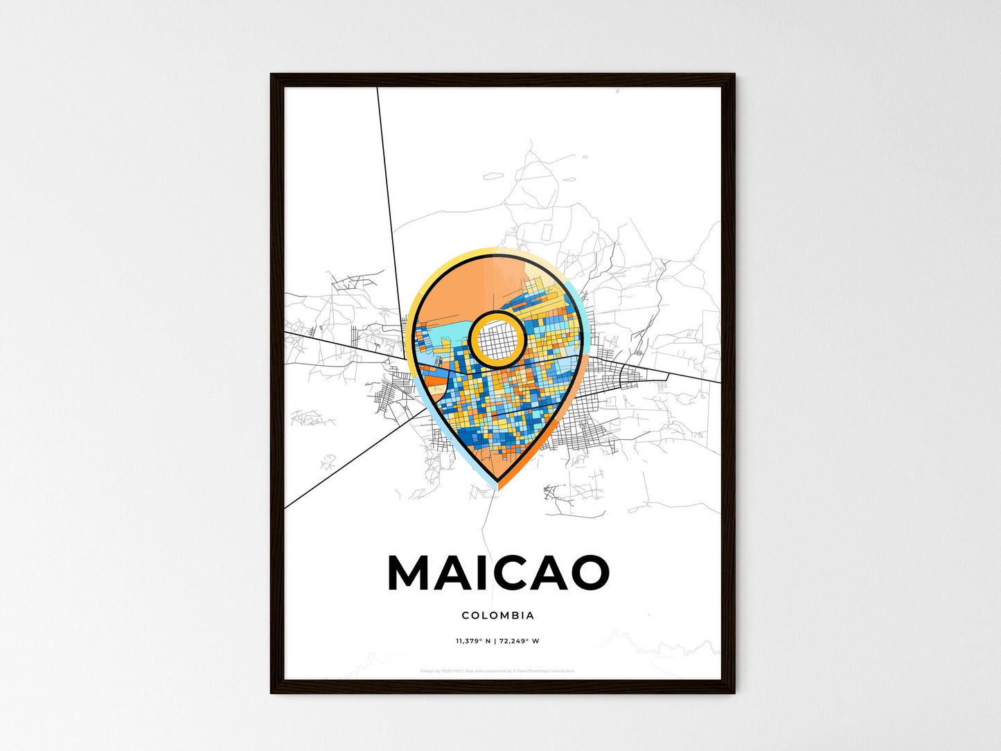 Maicao Colombia wedding art map with pointer icon