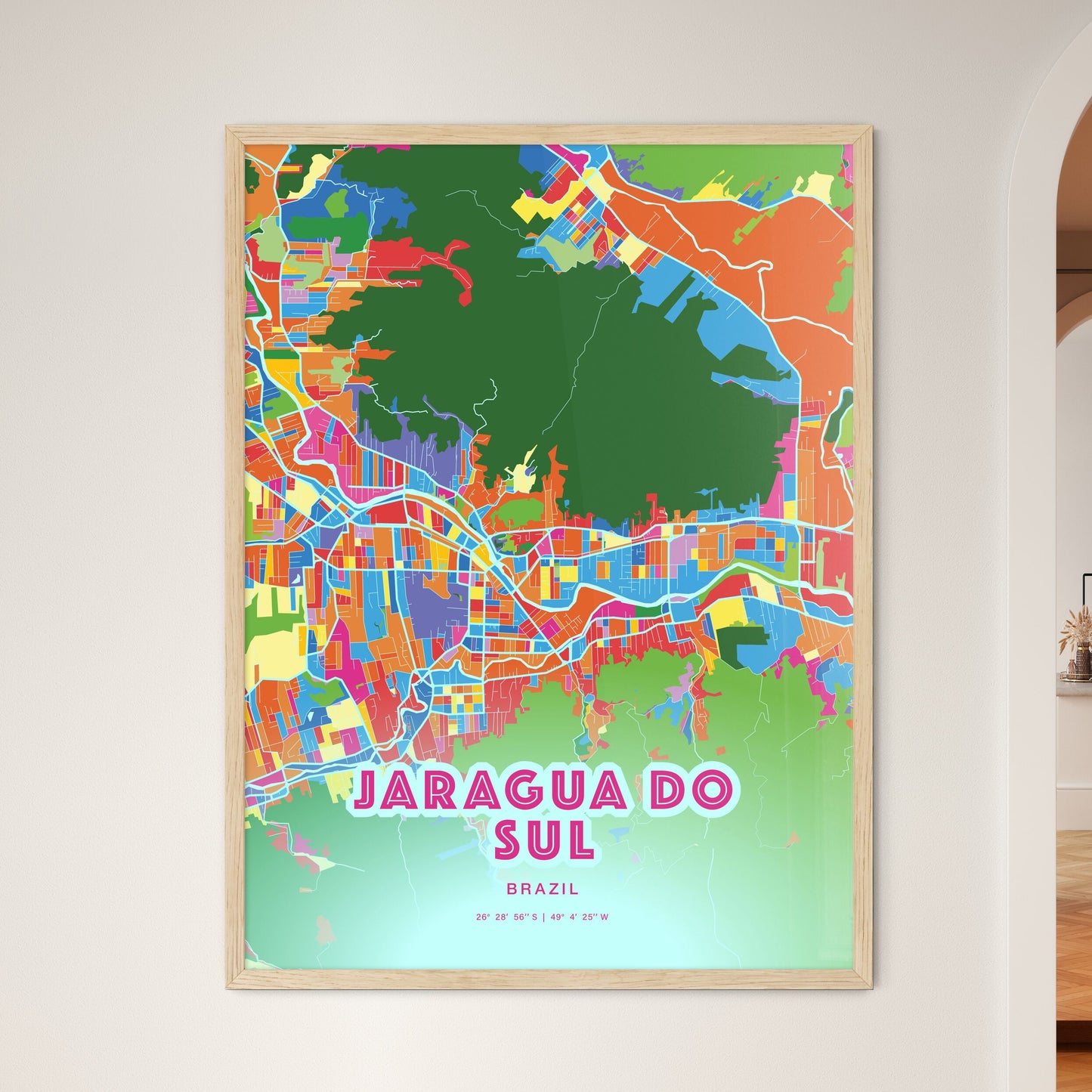 Colorful JARAGUA DO SUL BRAZIL Fine Art Map Crazy Colors