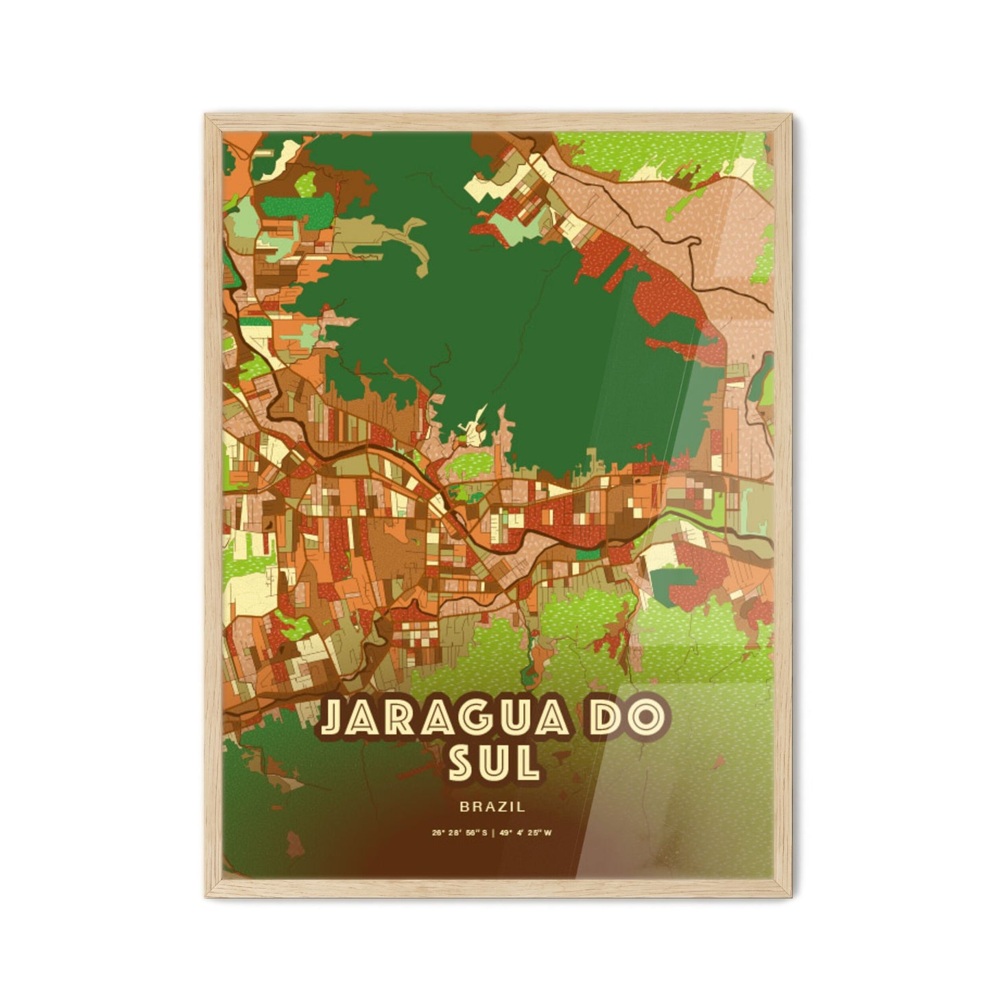 Colorful JARAGUA DO SUL BRAZIL Fine Art Map Farmhouse