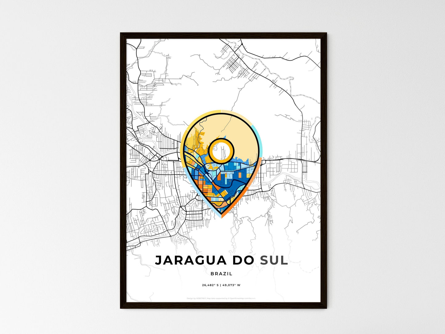 Jaragua Do Sul Brazil wedding art map with pointer icon