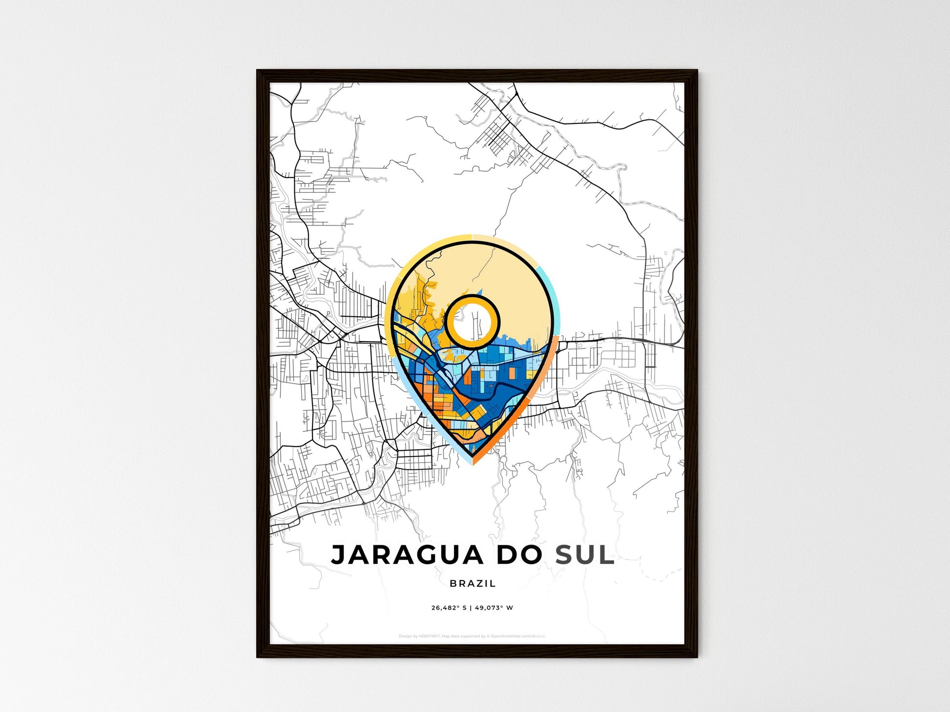 Jaragua Do Sul Brazil wedding art map with pointer icon