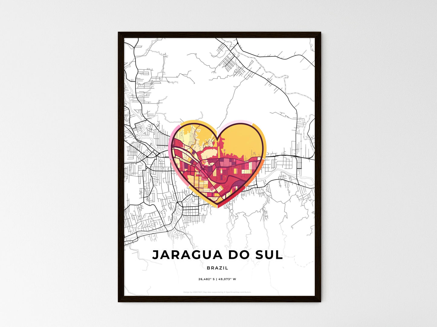 Jaragua Do Sul Brazil wedding art map with heart icon