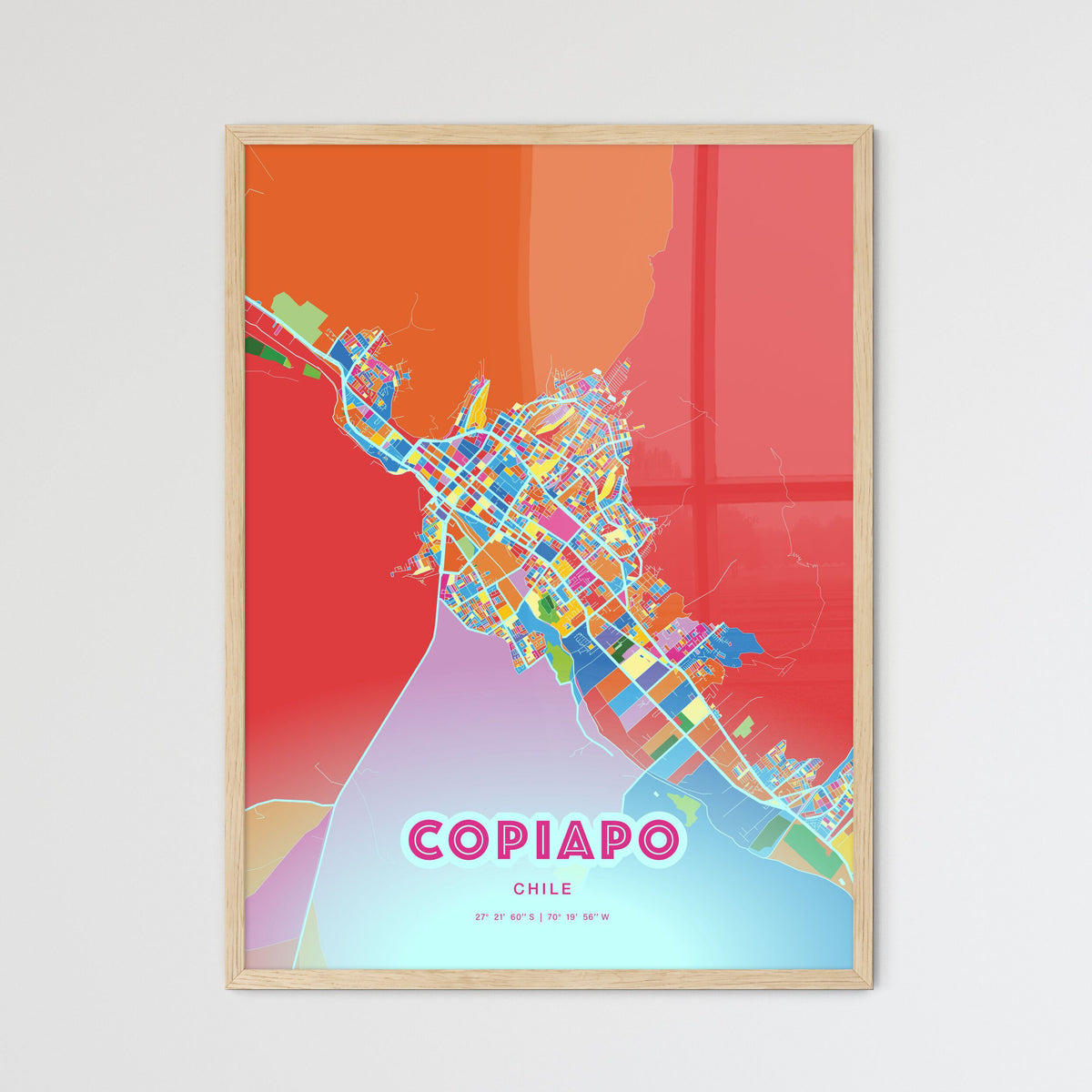 Colorful COPIAPO CHILE Fine Art Map Crazy Colors