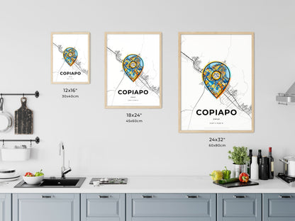 COPIAPO CHILE minimal art map with a colorful icon. Where it all began, Couple map gift.