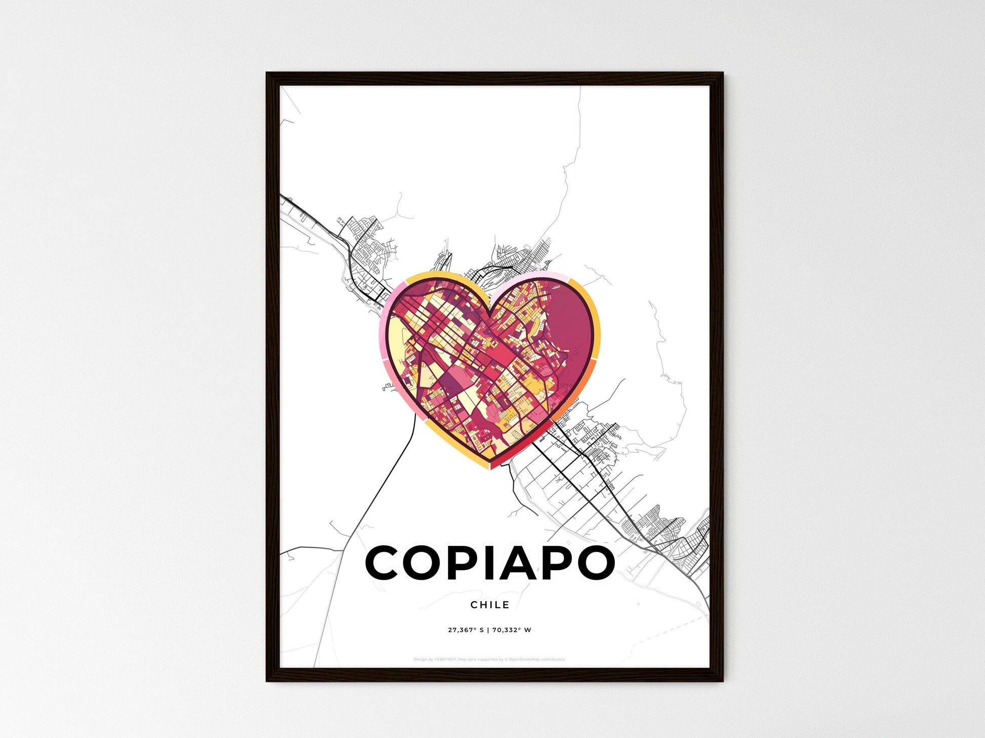 COPIAPO CHILE minimal art map with a colorful icon. Where it all began, Couple map gift. Style 2