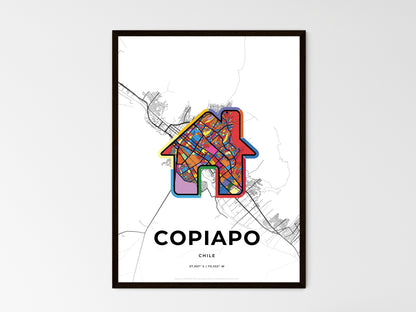 COPIAPO CHILE minimal art map with a colorful icon. Where it all began, Couple map gift. Style 3