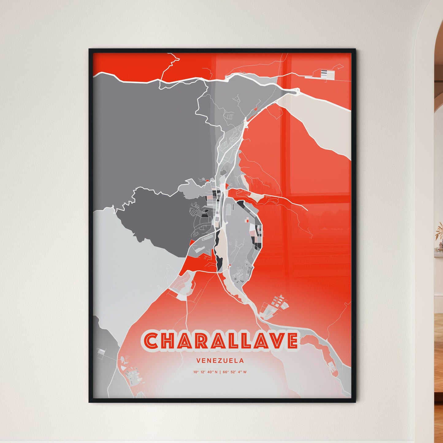 Colorful CHARALLAVE VENEZUELA Fine Art Map Modern