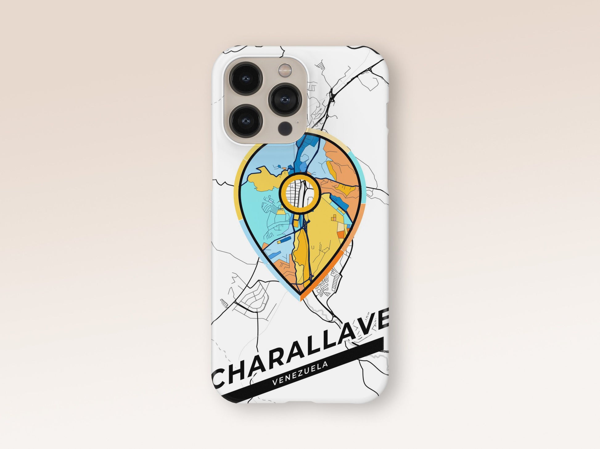 Charallave Venezuela slim phone case with colorful icon. Birthday, wedding or housewarming gift. Couple match cases. 1