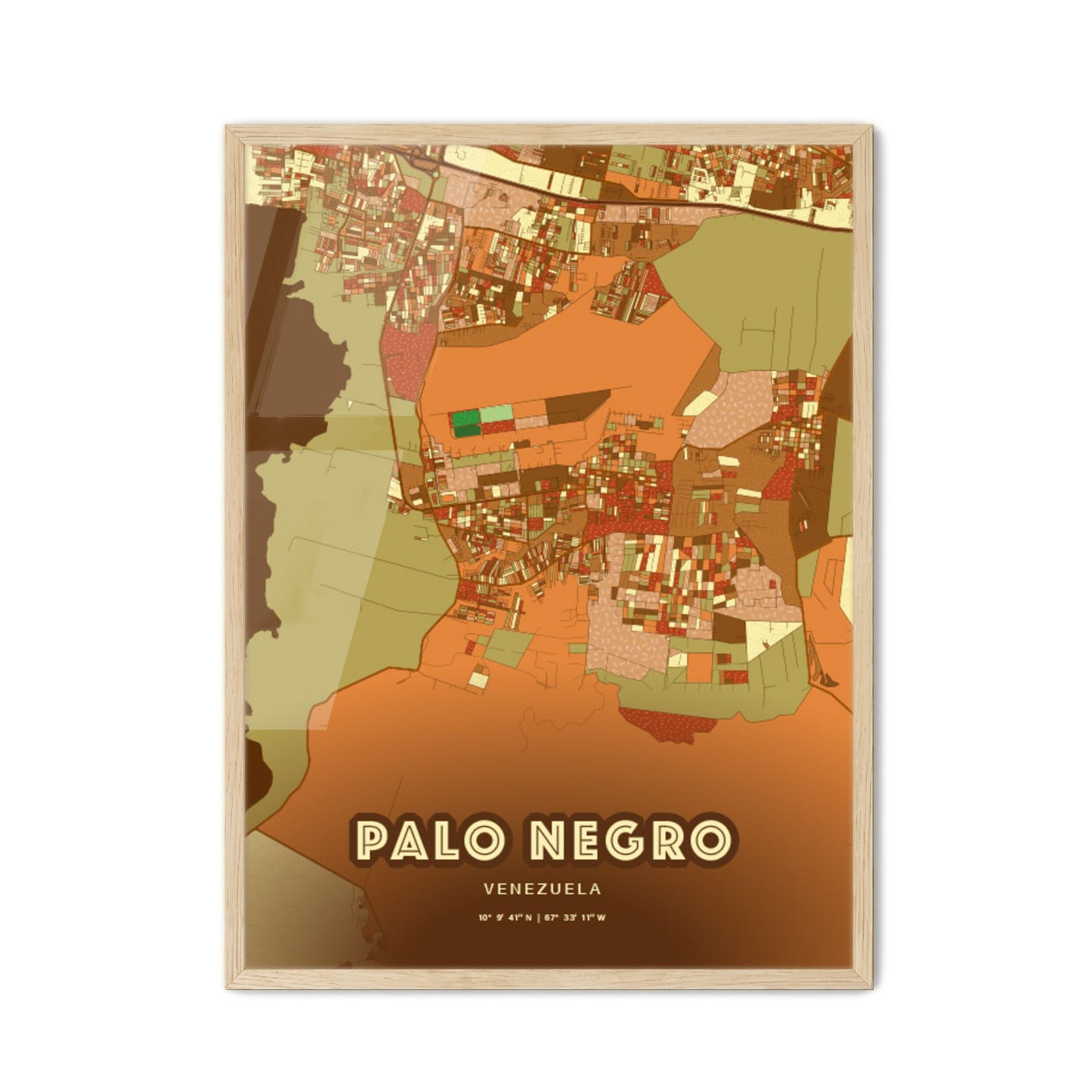 Colorful PALO NEGRO VENEZUELA Fine Art Map Farmhouse