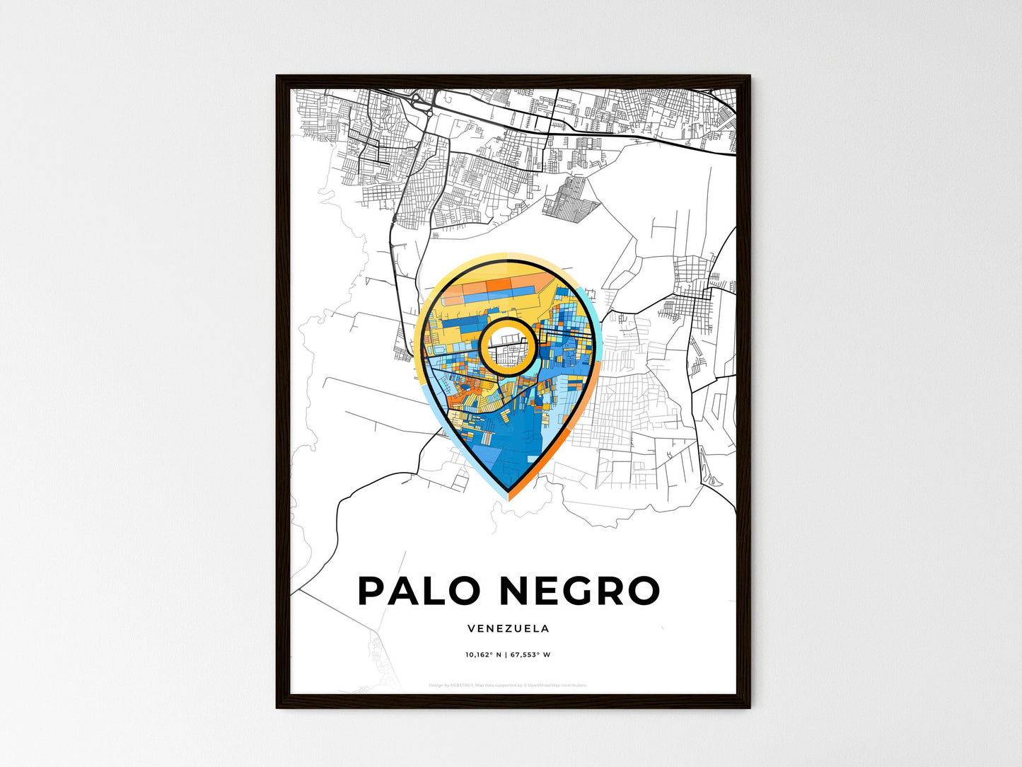 Palo Negro Venezuela wedding art map with pointer icon