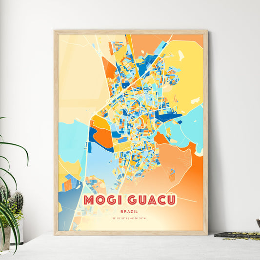 Colorful MOGI GUACU BRAZIL Fine Art Map Blue Orange