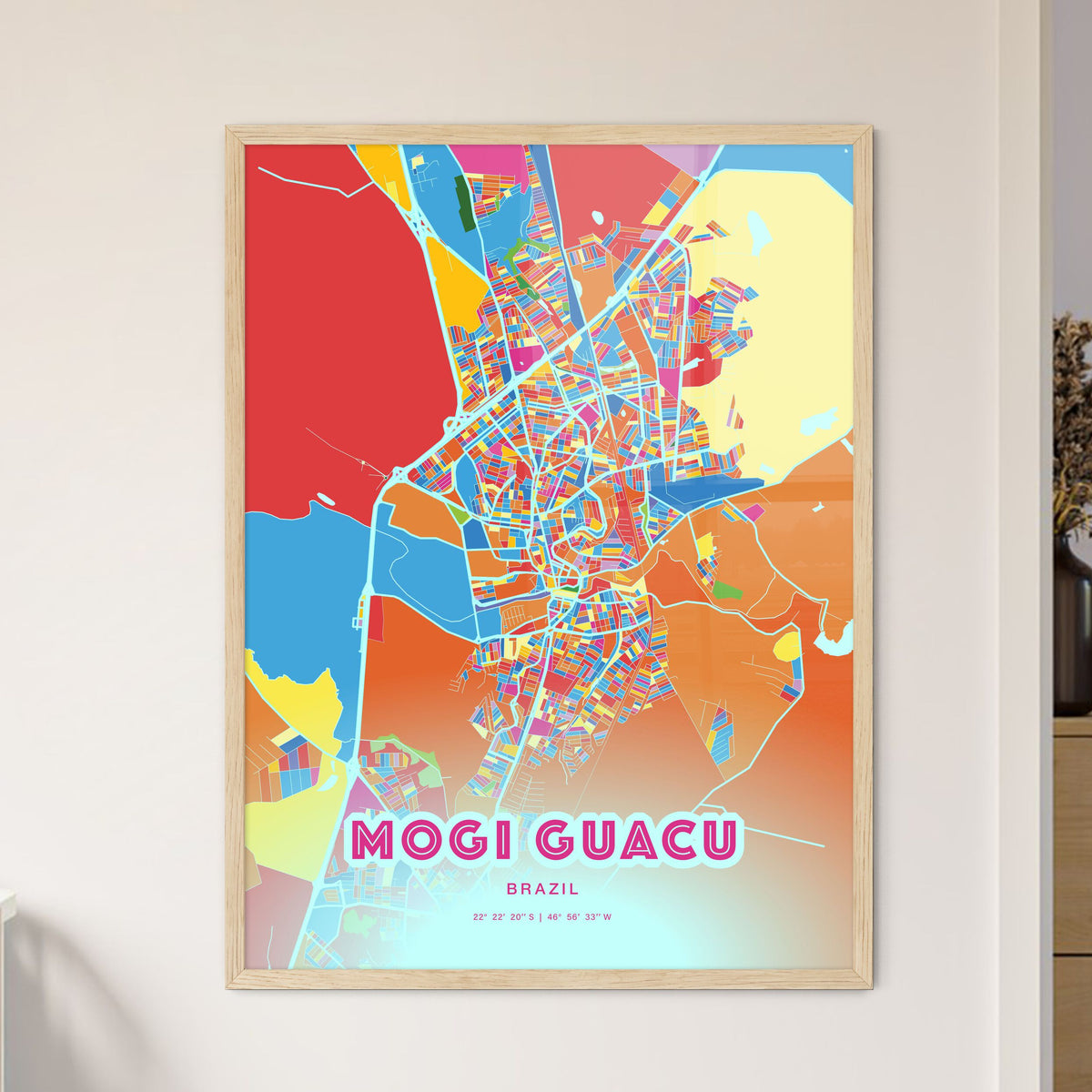 Colorful MOGI GUACU BRAZIL Fine Art Map Crazy Colors