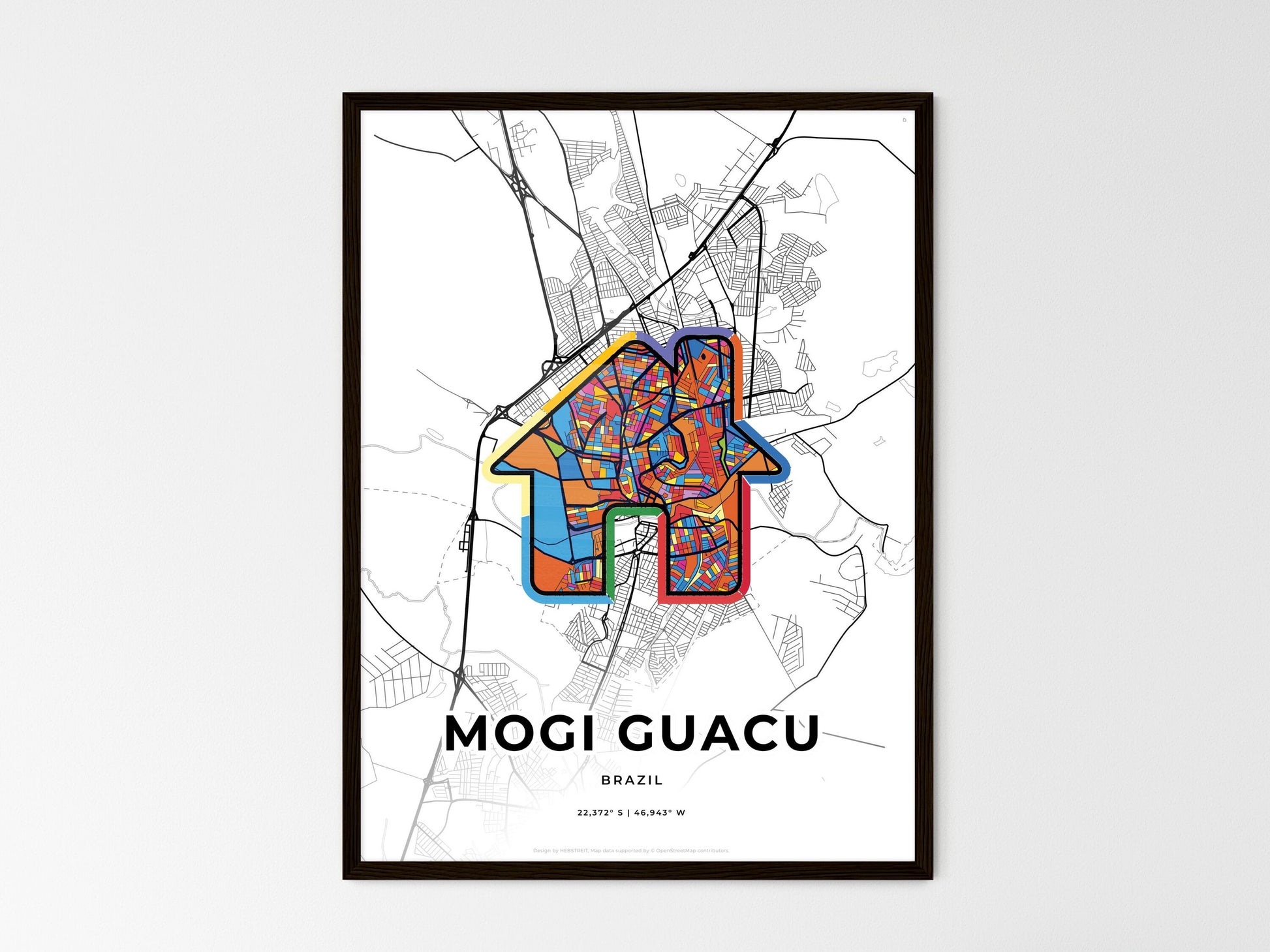 Mogi Guacu Brazil wedding art map with home icon