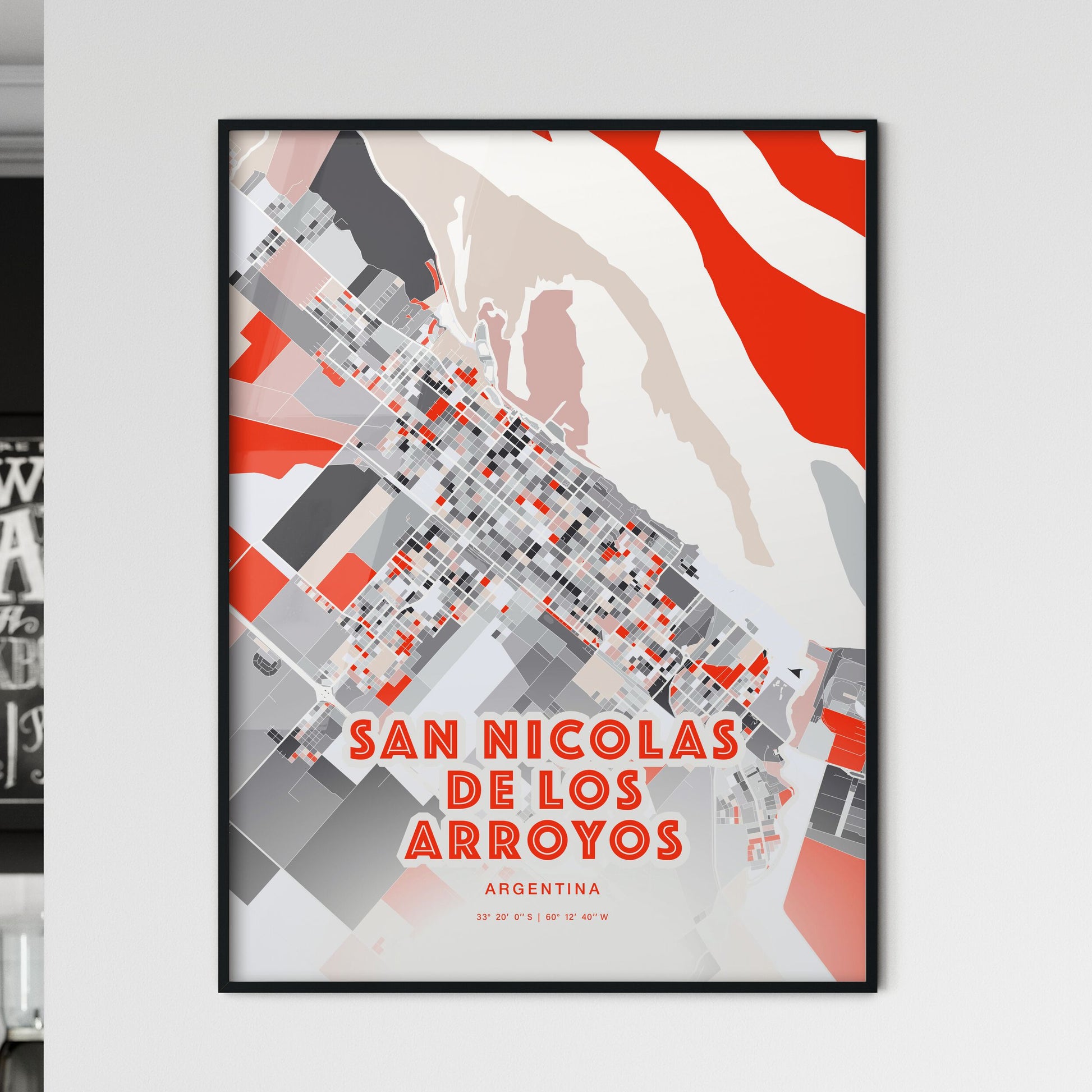 Colorful SAN NICOLAS DE LOS ARROYOS ARGENTINA Fine Art Map Modern