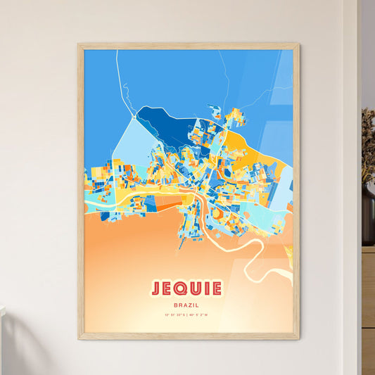 Colorful JEQUIE BRAZIL Fine Art Map Blue Orange