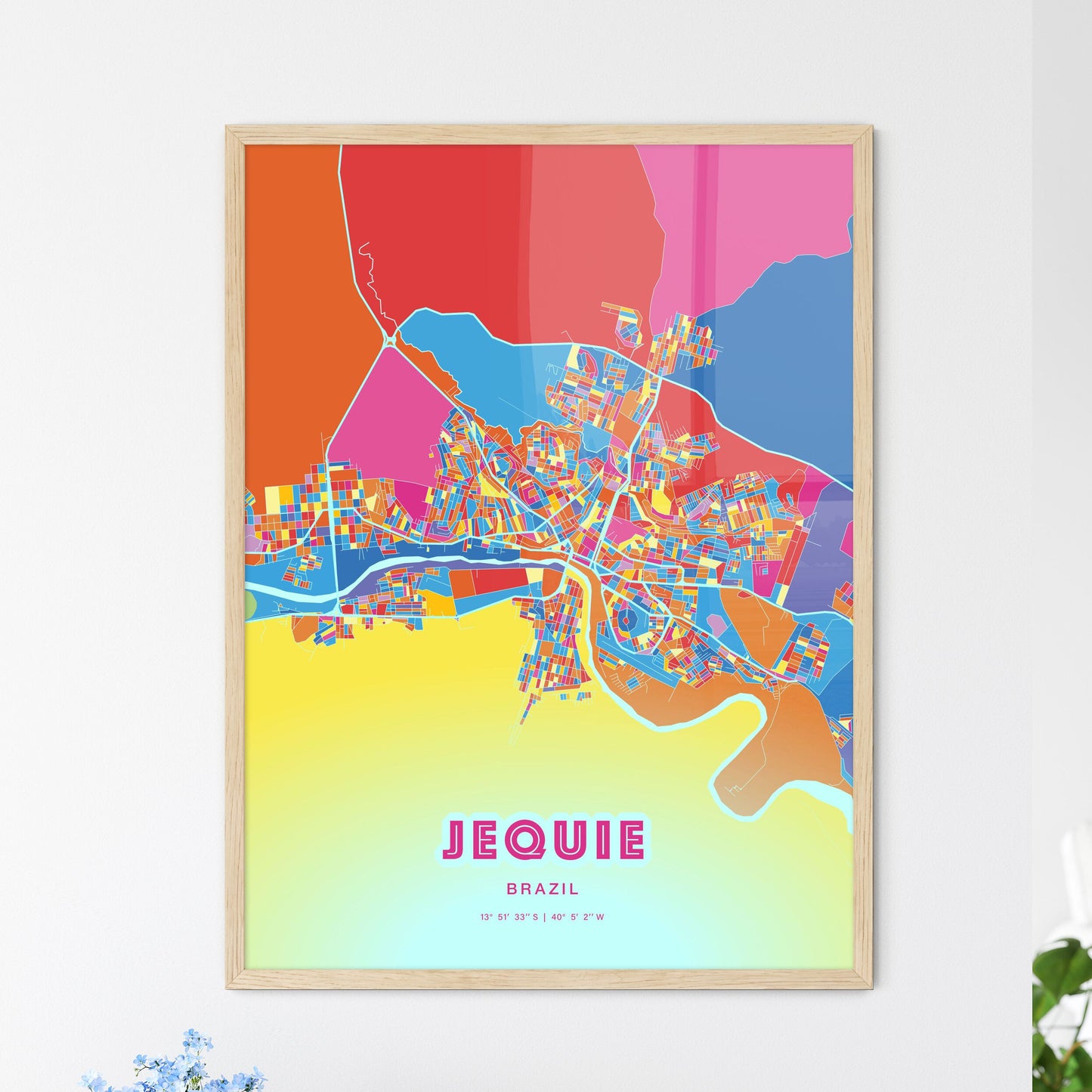 Colorful JEQUIE BRAZIL Fine Art Map Crazy Colors