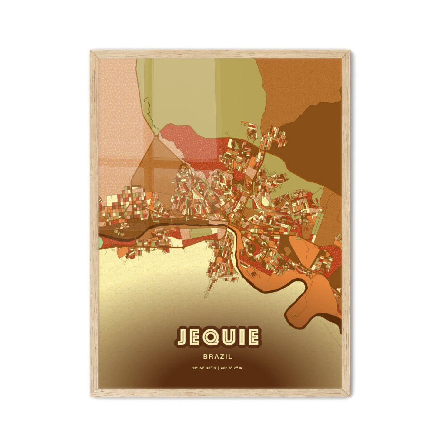 Colorful JEQUIE BRAZIL Fine Art Map Farmhouse