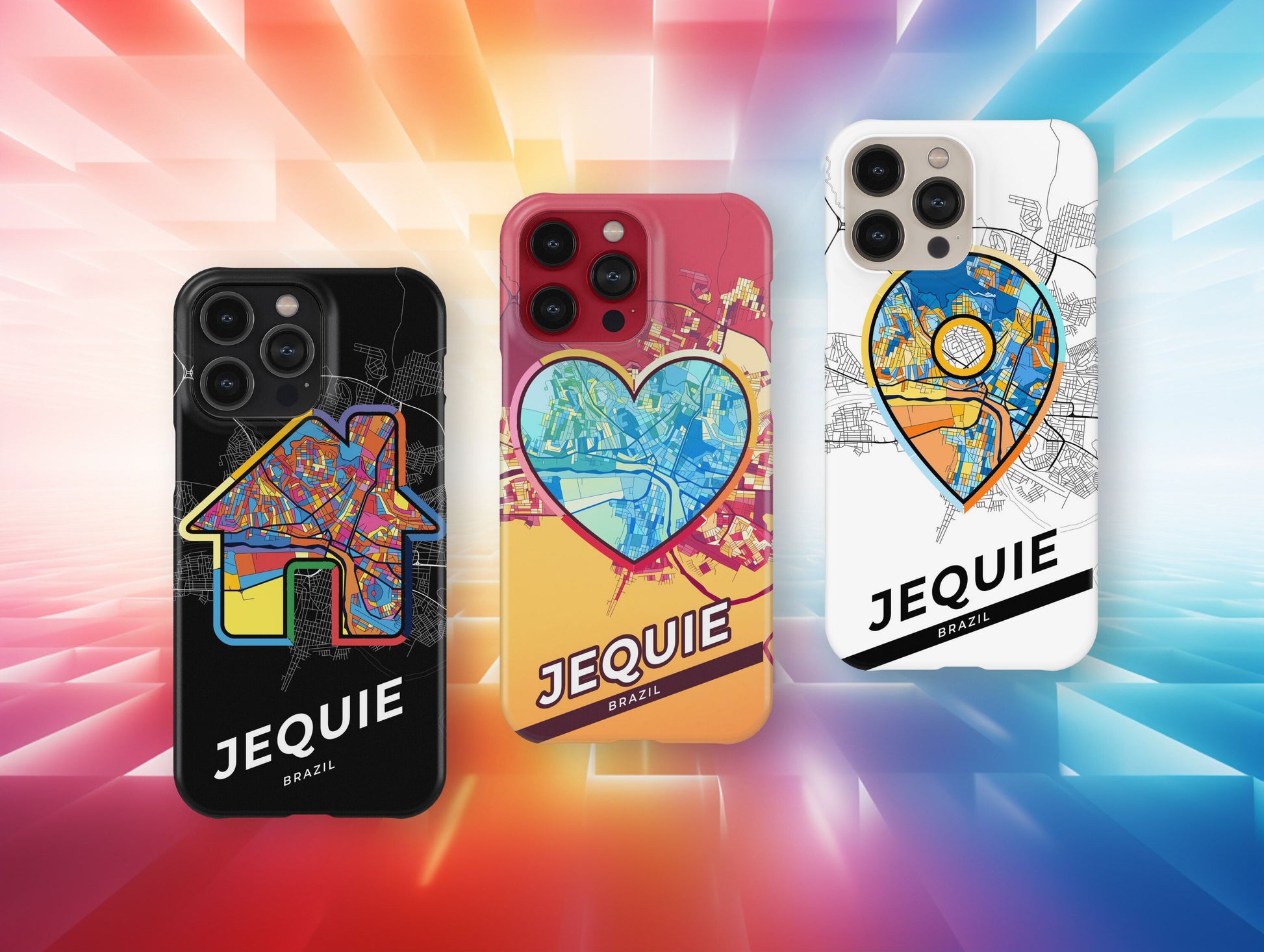 Jequie Brazil slim phone case with colorful icon. Birthday, wedding or housewarming gift. Couple match cases.