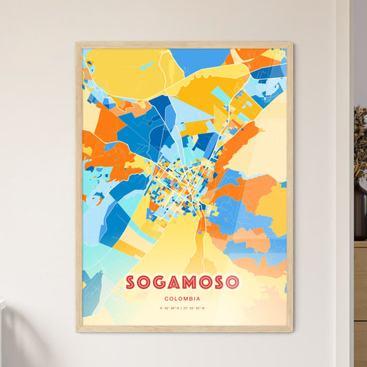 Colorful SOGAMOSO COLOMBIA Fine Art Map Blue Orange