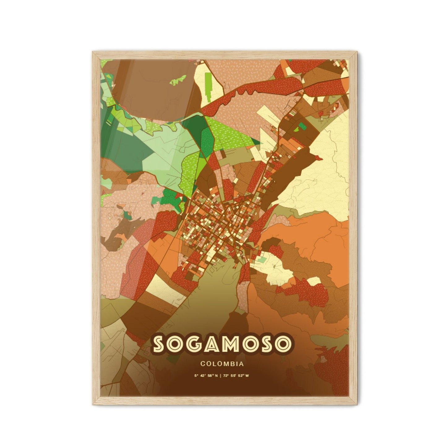 Colorful SOGAMOSO COLOMBIA Fine Art Map Farmhouse