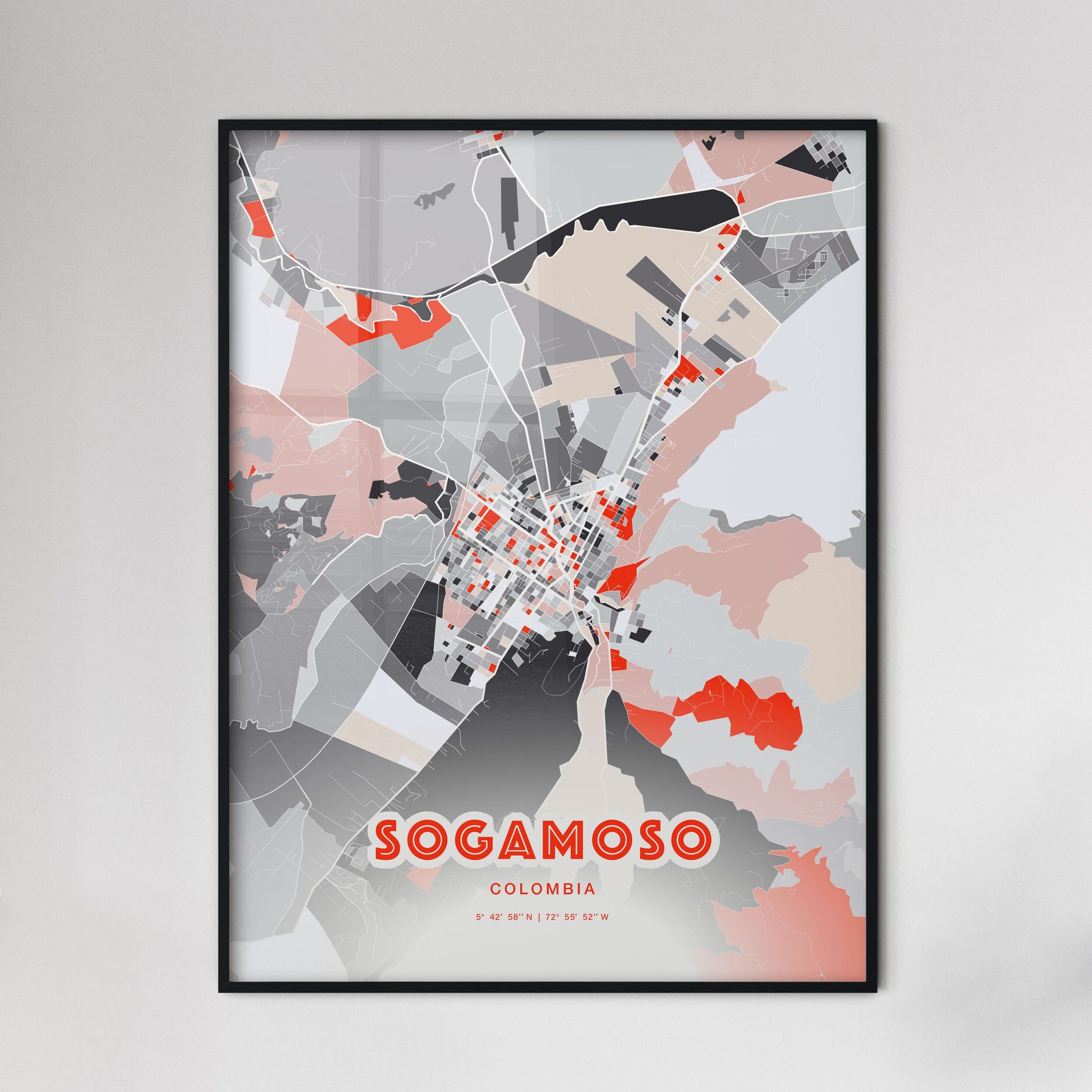 Colorful SOGAMOSO COLOMBIA Fine Art Map Modern