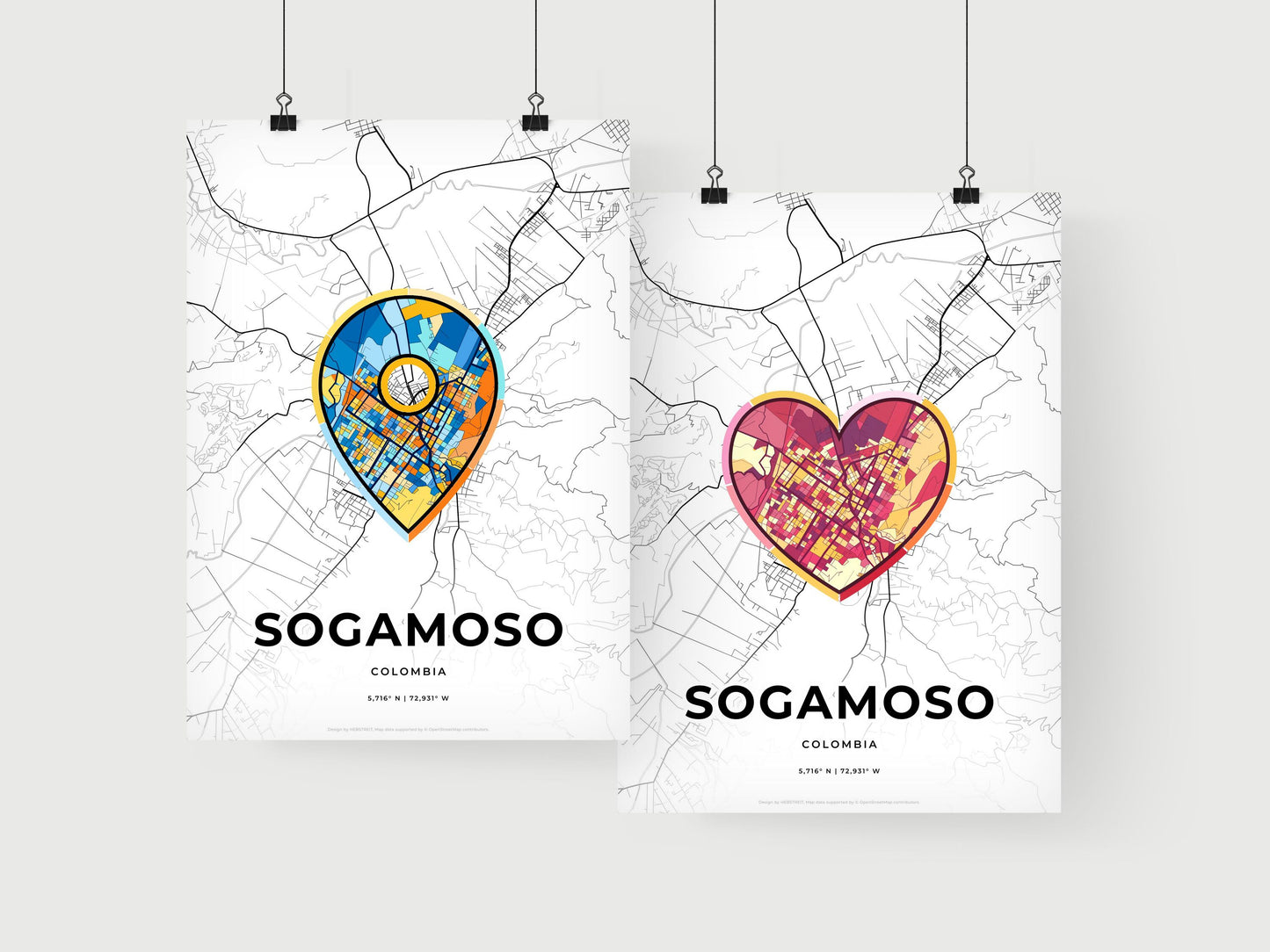 SOGAMOSO COLOMBIA minimal art map with a colorful icon.