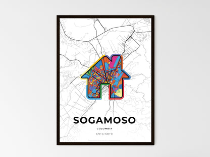SOGAMOSO COLOMBIA minimal art map with a colorful icon. Style 3