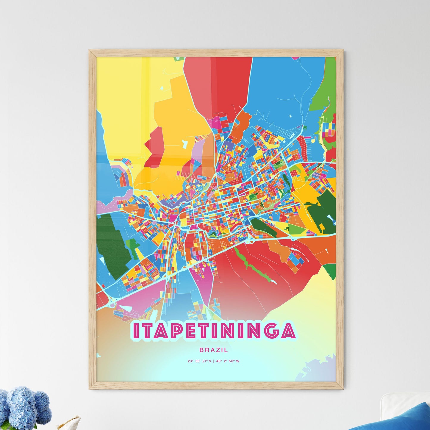 Colorful ITAPETININGA BRAZIL Fine Art Map Crazy Colors