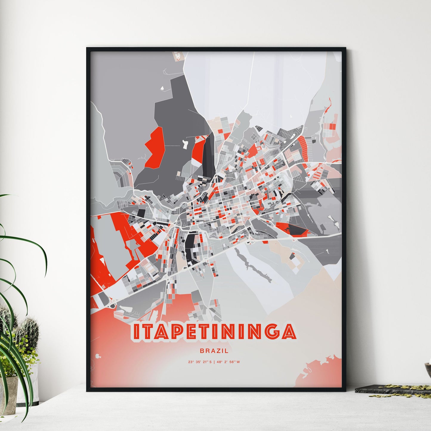 Colorful ITAPETININGA BRAZIL Fine Art Map Modern