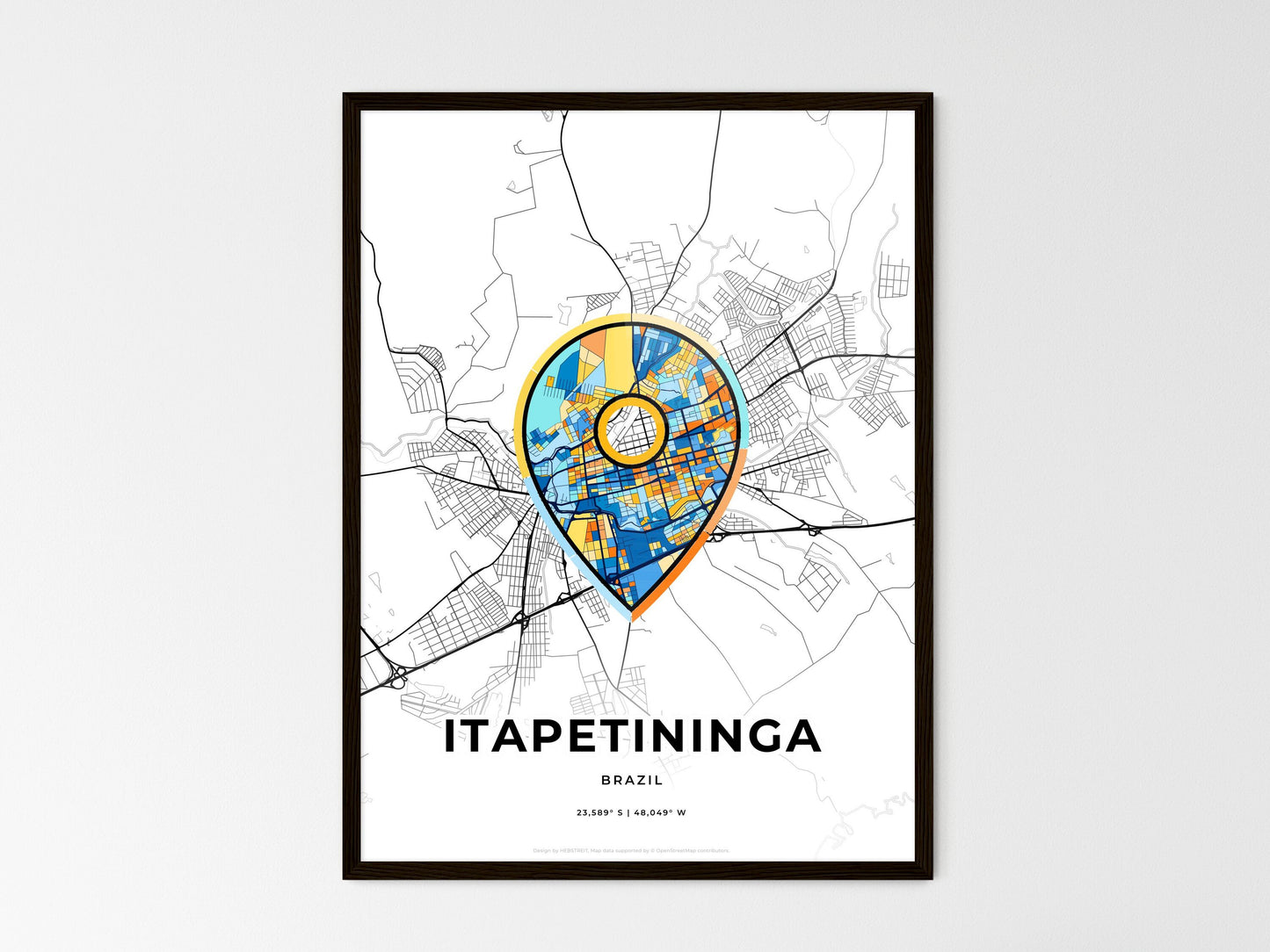 Itapetininga Brazil wedding art map with pointer icon