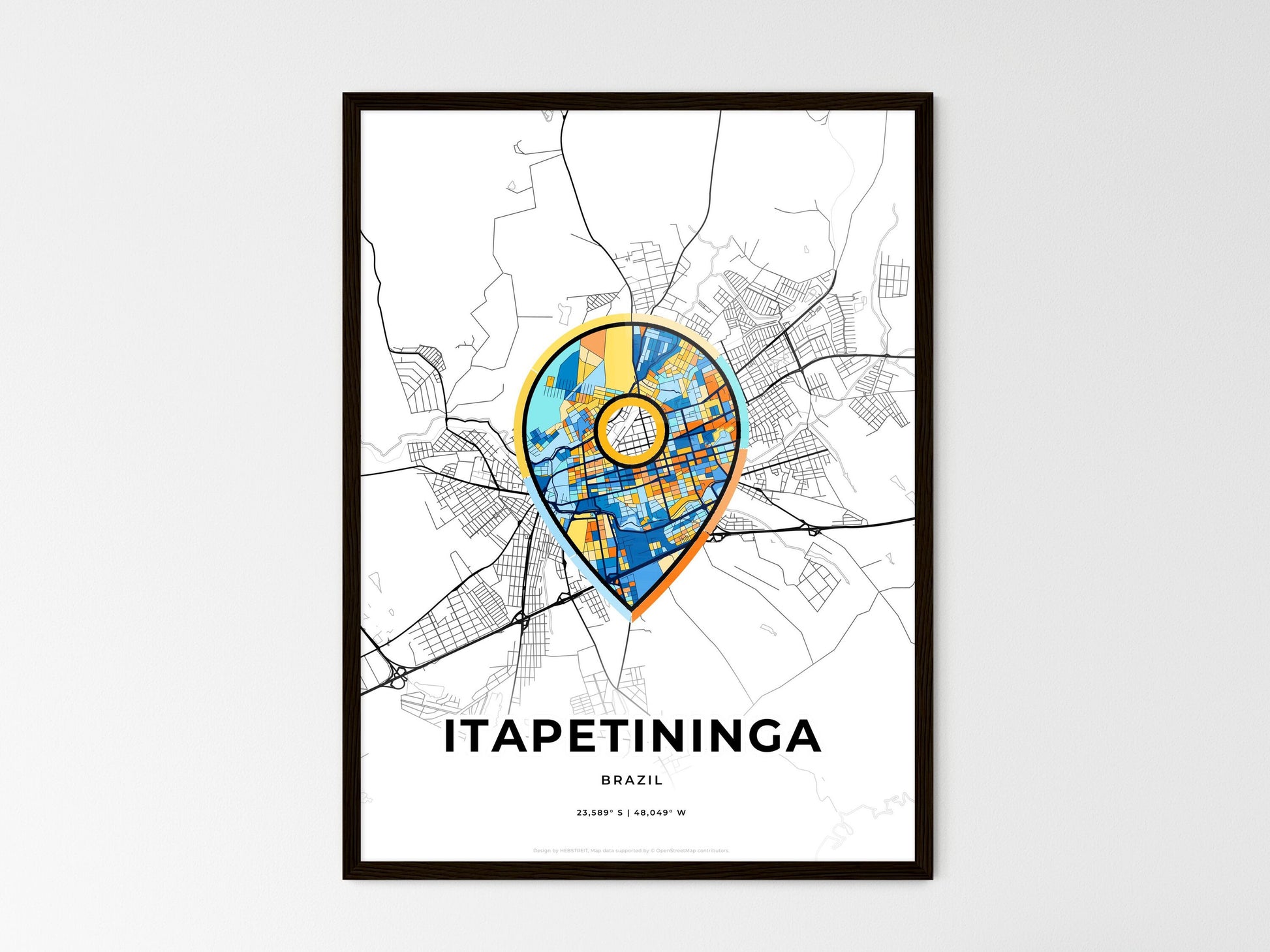 Itapetininga Brazil wedding art map with pointer icon