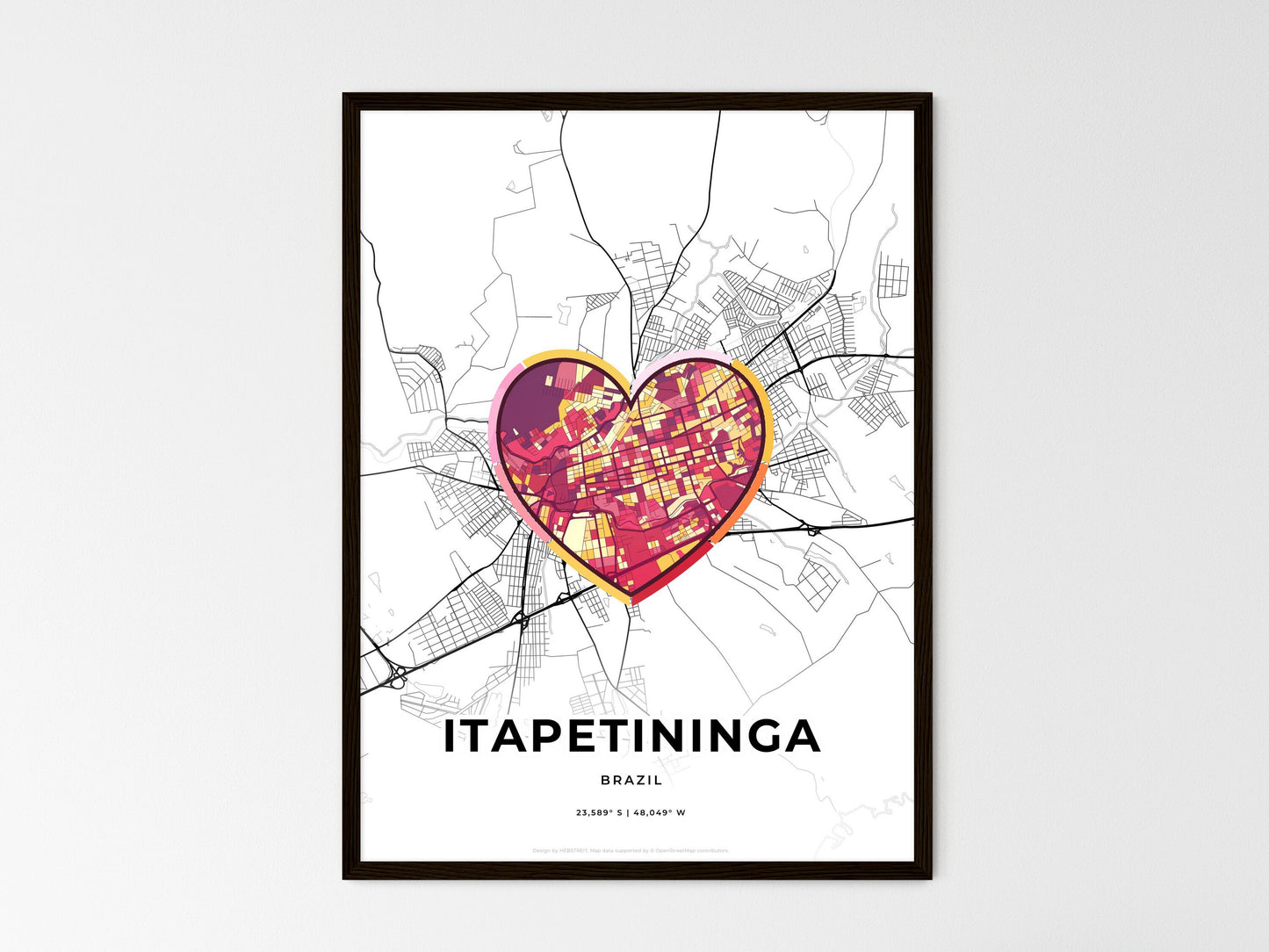 Itapetininga Brazil wedding art map with heart icon