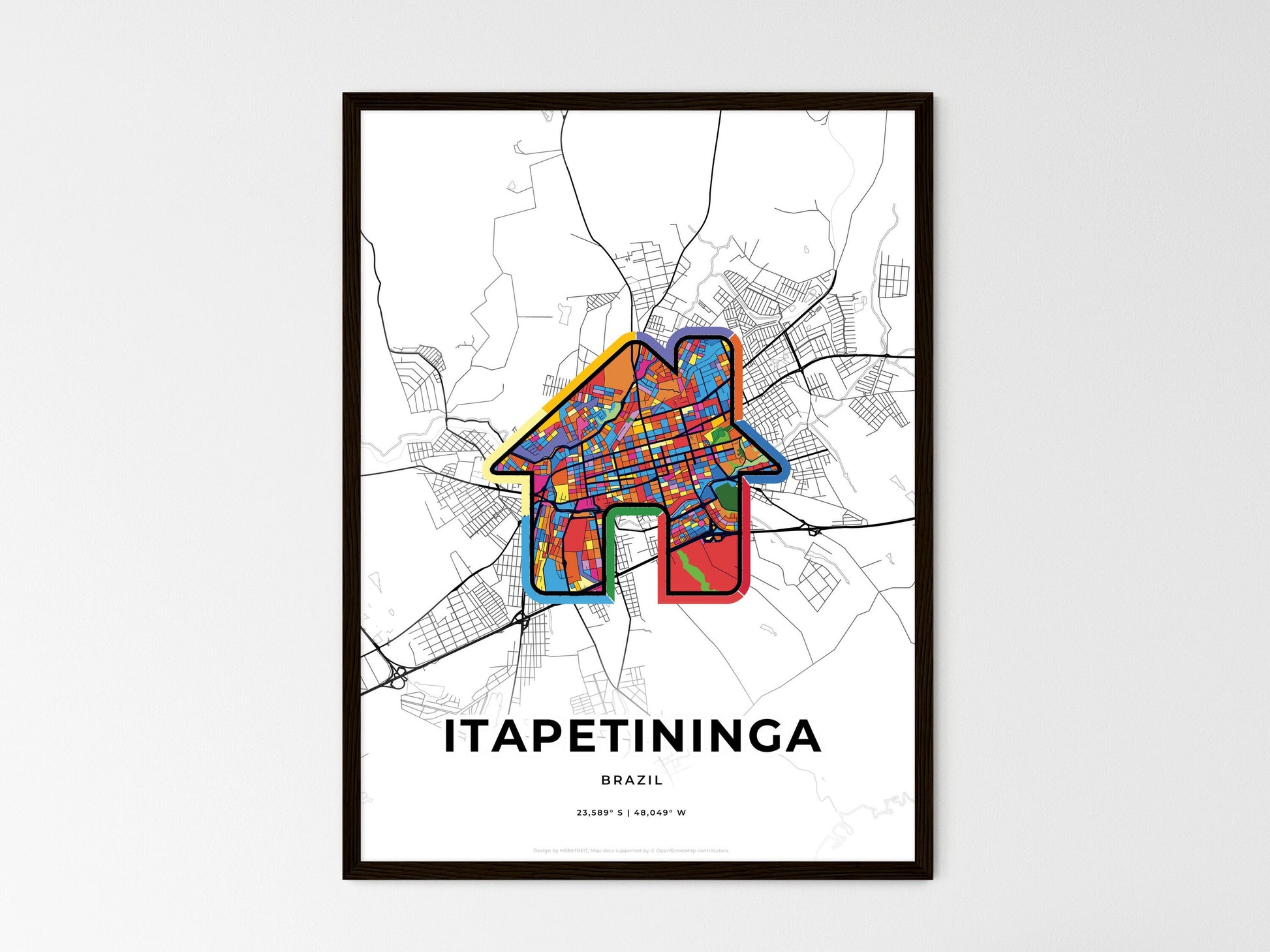 Itapetininga Brazil wedding art map with home icon