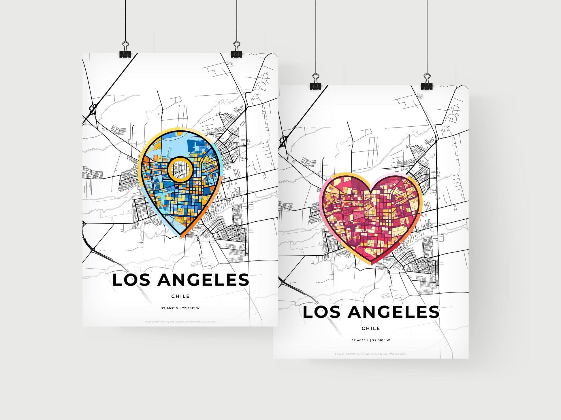 Los Angeles Chile art print for couples