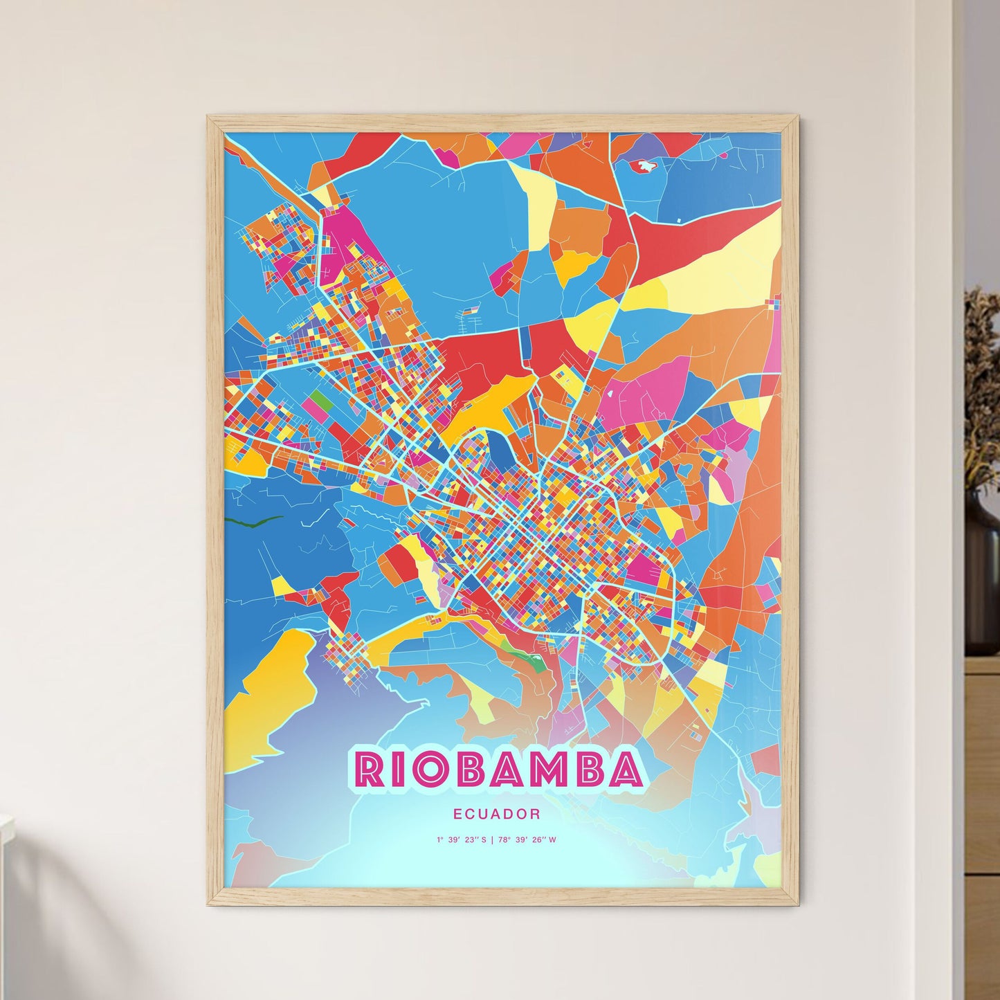 Colorful RIOBAMBA ECUADOR Fine Art Map Crazy Colors