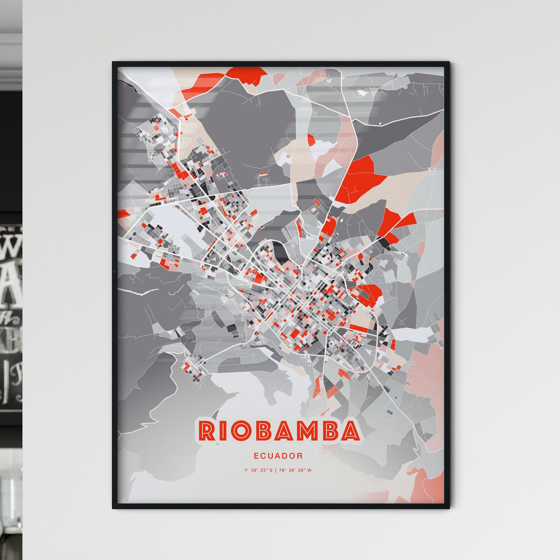 Colorful RIOBAMBA ECUADOR Fine Art Map Modern