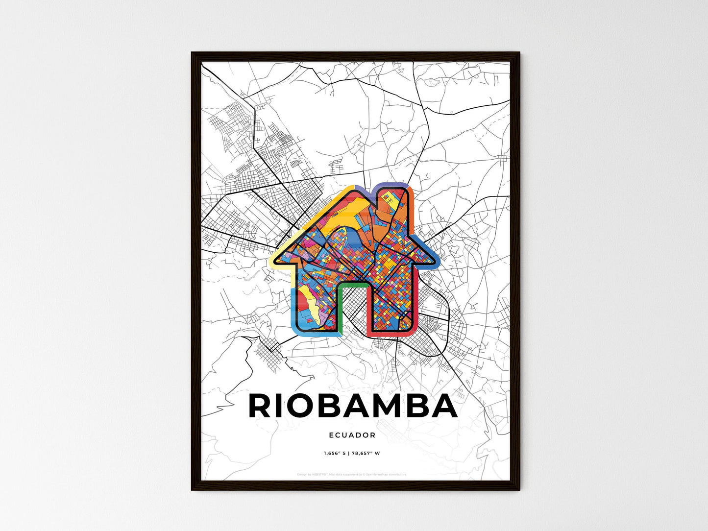Riobamba Ecuador wedding art map with home icon