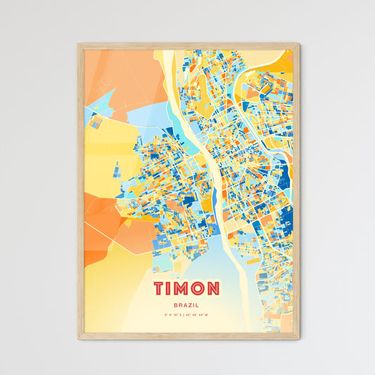 Colorful TIMON BRAZIL Fine Art Map Blue Orange